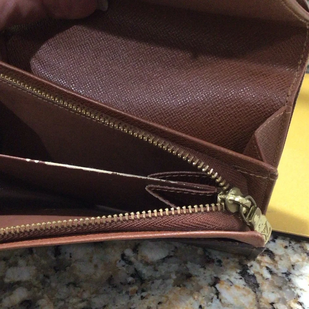 Louis Vuitton Brown Monogram Flap Wallet Authentic EUC